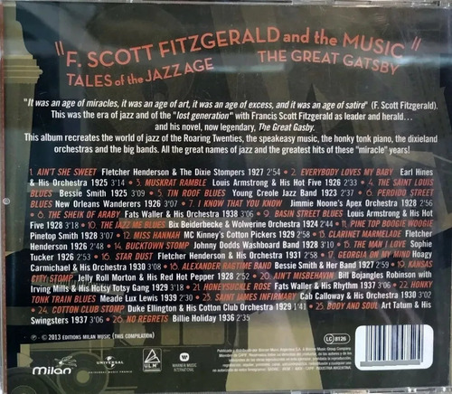 F. Scott Fitzgerald And The Music Tales Of The Jazz Age The Great Gatsby Cd Nuevo