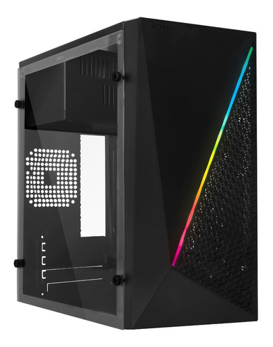 Gabinete Acteck Compact Micro Tower Acrilico Rgb Usb 3.0 Fue Color Negro