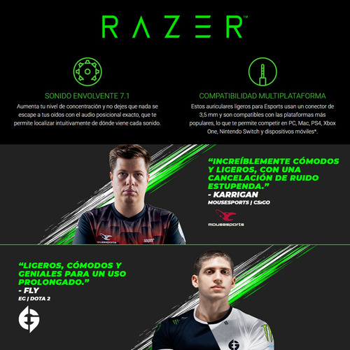 Imagen 6 de 9 de Audífonos Diadema Gamer Razer Blackshark V2 X / Sonido 7.1