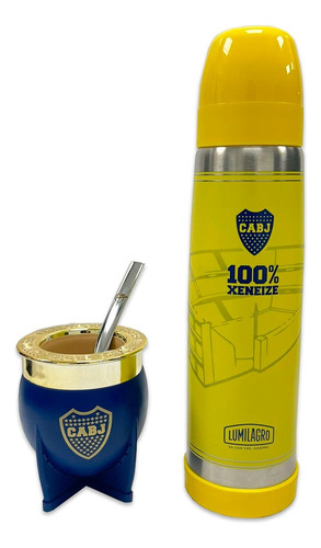 Juego De Mate Y Termo Boca Juniors Mate Pampa Lumilagro