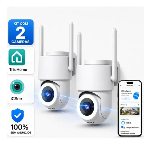 2 Câmera Segurança Ip Wifi Icsee Infravermelho Prova D'água