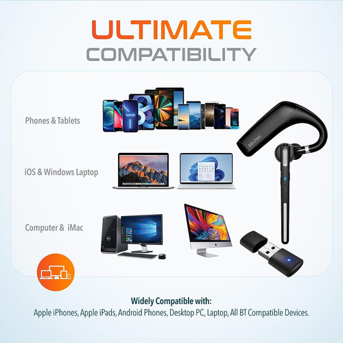 Auricular Bluetooth Delton, Con Cancelación De Ruido, Negro