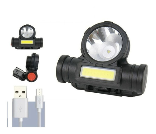 Linterna Luz Minera Vincha Recargable Usb Led Cob Lampara