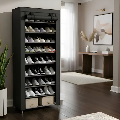 Sapateira Organizador De Sapatos Com 9 Prateleiras Tnt Cor Preto