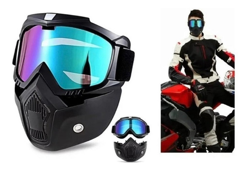 Máscara Integrada Con Antiparras Motocross