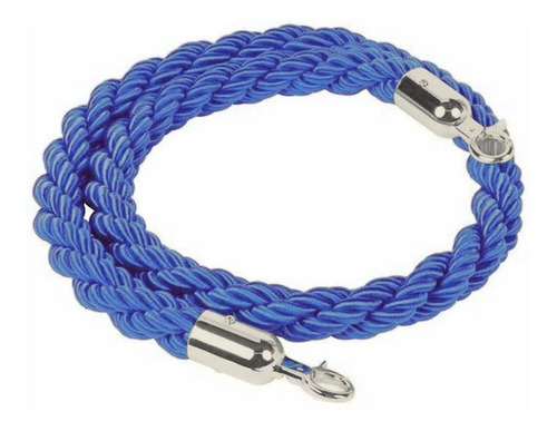 2 Pedestais Separadores De Fila Cromados + 1 Cordão Azul