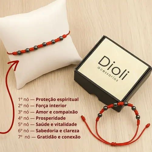 Pulseira Vermelha 7 Nós Kabbalah Hematita Pedra Natural | MercadoLivre