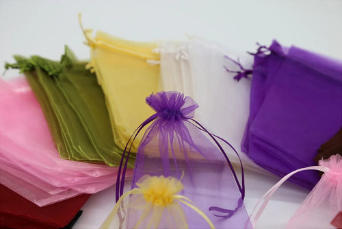 100pz Bolsas De Regalo De Organza De Cordón 7x9cm .