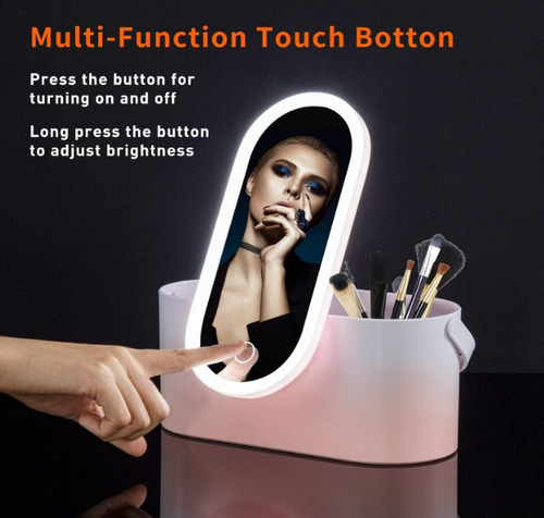 Caja De Almacenamiento De Espejo De Maquillaje Led Recargabl