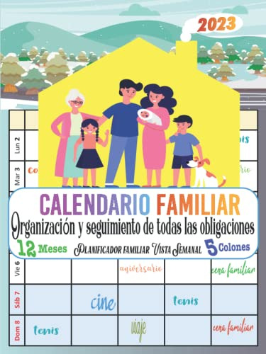 Calendario Familiar 2023 5 Colones: Planificador Familiar Vi