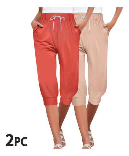 Pantalones Largos Holgados Elas Con Cintura Capris V48 Para