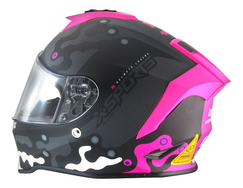 Imagen 4 de 10 de Casco Moto Negro Rosado V151 X Sports - Gkmotos.uy
