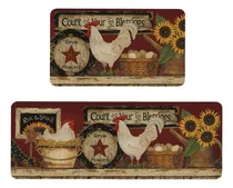 Comprar Juego De 2 Alfombras Y Tapetes De Cocina De Granja, Tapetes. Color Alfombra De Cocina De Granja 4