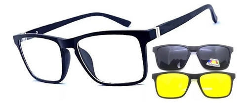 Óculos Clipon Polarizado Armação Sol E Grau Clip On 3 Em 1