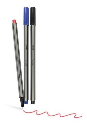 Marcador Artístico Fineliner 0,4mm Com 3 Cores Basic Keep