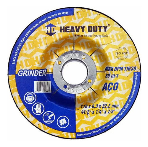 Disco De Desbaste Grinder Metal Heavy Duty 115x6,3x22,2-50 P
