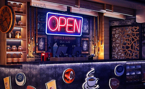 Letrero Led Neon Open De 42*23cm En Acrilico Varios Diseños