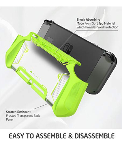 Funda Para Nintendo Switch Ergonomica Tpu Resistente Verde Verde