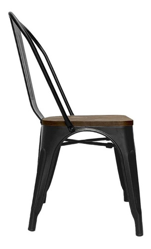 Pack 4 Sillas Metalicas Base Madera Tolix Comedor Bar Negra