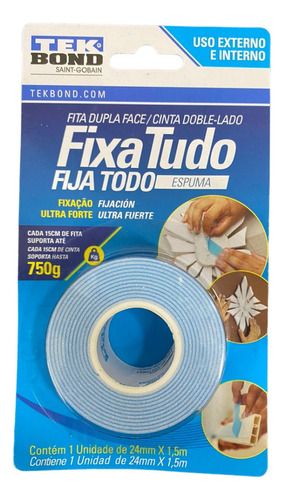 Cinta Doble Faz Acrilica Fixa Tudo Tek Bond Cod: 1025254