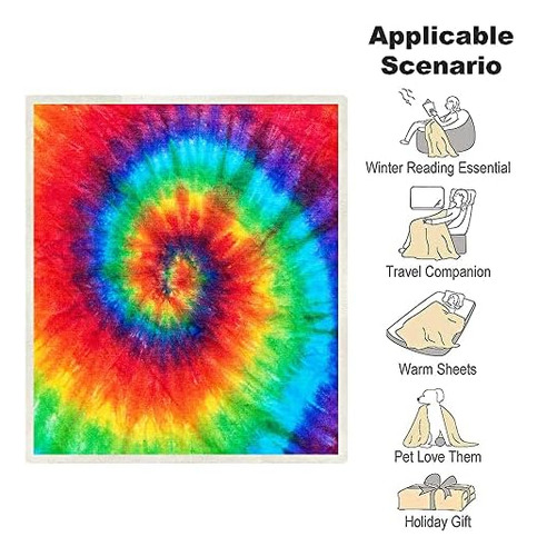 Yanr Rainbow Tie Dye Mantas Y Mantas Patrón Psicodélico En E