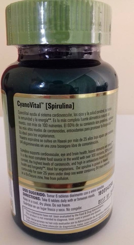 Espirulina Pura Hawaiian 500 Mg 200 Tabletas Cyanovital