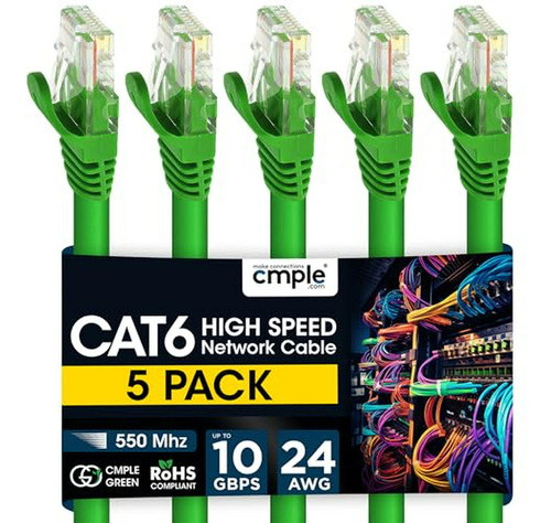 Pack De 5 Cables Ethernet Cat6 De Alta Velocidad - 10 Pies V