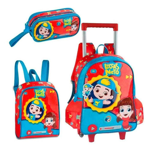 Kit Mochila Lucas Neto Rodinha Com Som+lancheira+estojo