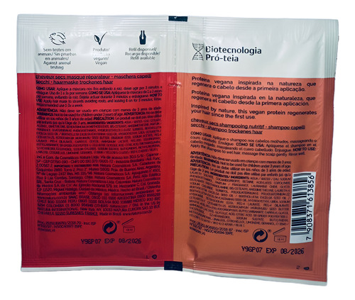 Kit Shampoo/máscara Cabelo Seco Lumina Natura Viagem 2 Sache