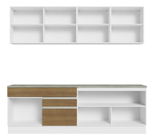 Mueble de Cocina Integral Madesa Glamy 240cm con Encimeras Blanco Marrón 06