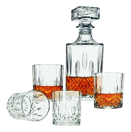 Imagem 2 de 2 de Conjunto Licoreira 700ml + 4 Copos 300ml Em Vidro