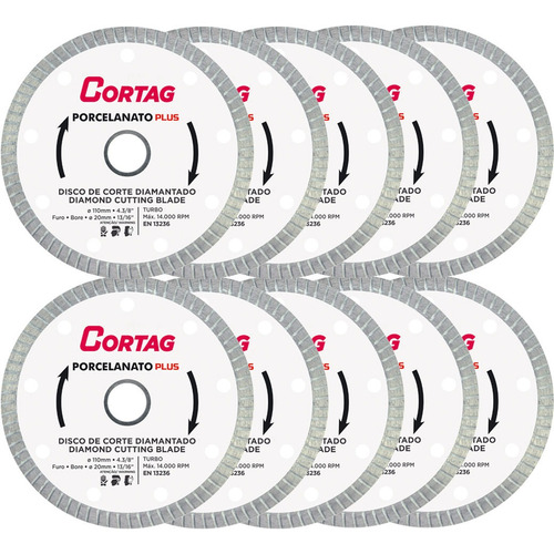 10 Disco Corte Piso Porcelanato Plus 1.4mm Corta+ Cortag