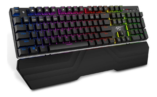 Teclado Mecânico Gamer Rgb Havit Kb432l Abnt2 Switch Blue