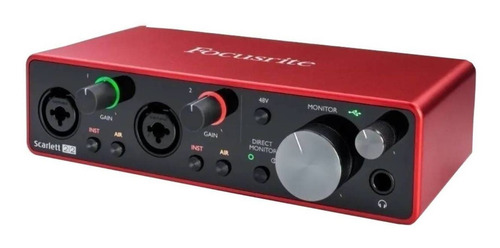 Interfaz de audio Focusrite Scarlett 2i2 220V roja 3.ª gen
