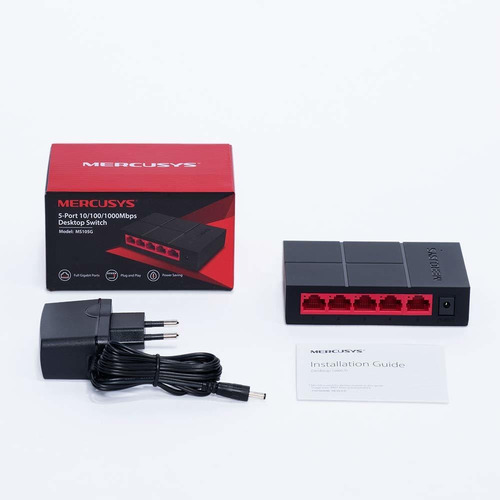 Imagen 3 de 3 de Switch Gigabit Desktop Mercusys 5 Puertos Ms105g 10/100/1000