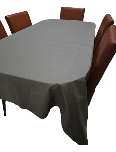 Mantel Mesa Rectangular 1.4x1.8 Impermeable Cuerina Afelpada Marrón Claro