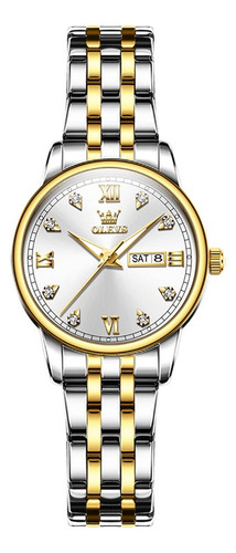 Relojes De Cuarzo Olevs Diamond Luminous Para Mujer Color Del Fondo Silver Golden White