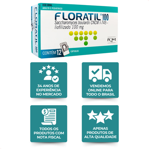 Probiótico Floratil 100mg Com 12 Capsulas - Equilibrio Flora