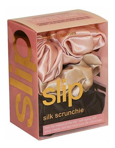 Slip Clásico De Seda Grande De Scrunchie - Negro, Rosa Y Car