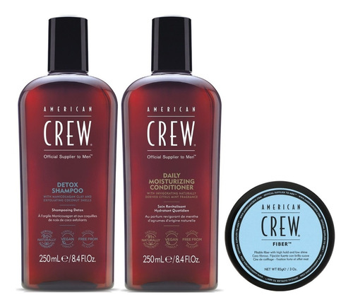 Shampoo Exfoliante +condition + Cera Fiber American Crew Men