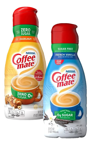 Pack Coffee Mate Crema Líquida Zero Sugar 2 Sabores 946mlc/u