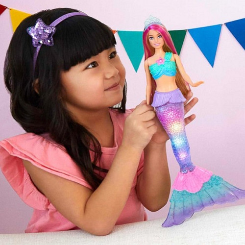 Barbie Muñeca Modelo Barbie Sirena Luces Magicas