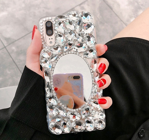 Case Espejo Piedras Colgante iPhone 6 7 8 Plus X Xr Xs Max