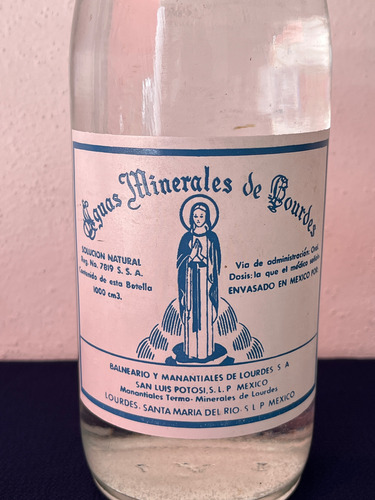 Antigua Botella Aguas De Lourdes 1 Litro Agua Mineral Soda (Usado)