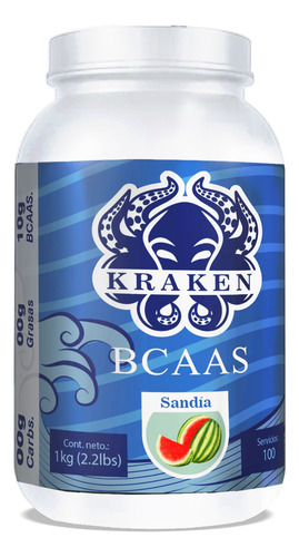 Aminoácidos Bcaas Polvo Kraken 1kg Sabores 100 Servicios Sandía