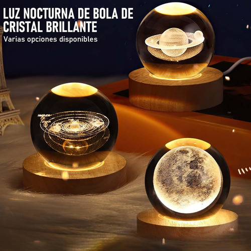 Lámpara De Cristal Con Luz Nocturna 3d Esfera Del Planeta