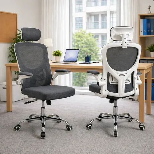 Cadeira De Escritório Ergonômica Giratória Bari Tela Mesh Cinza Espuma