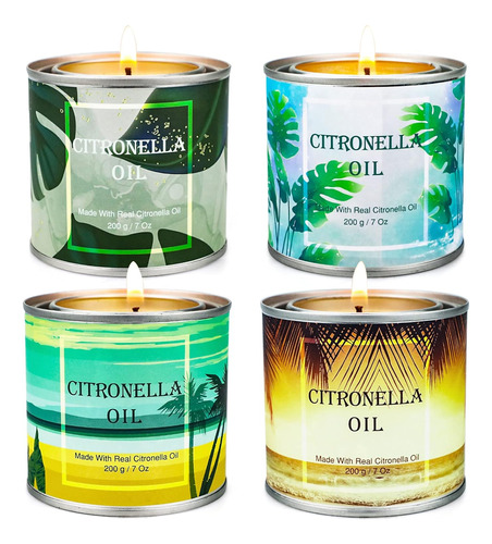 Velas De Citronela Para Exteriores, Grandes, Paquete De 4 Ve