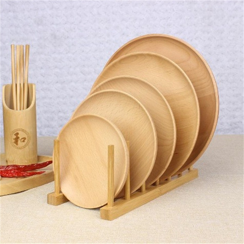 Kit 3 Escorredor Organizador Suporte Bambu Porta 6 Pratos