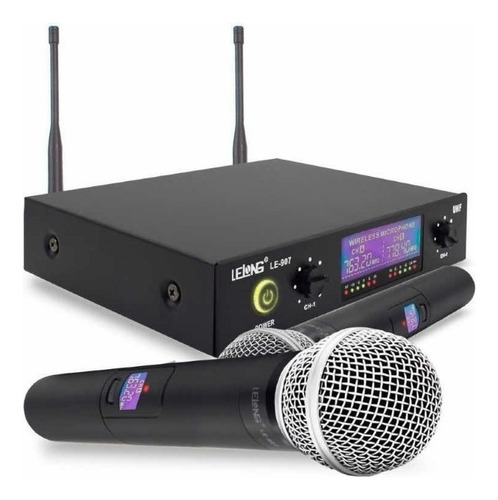 Microfone Duplo Sem Fio Profissional Le-907 Uhf Digital 100m